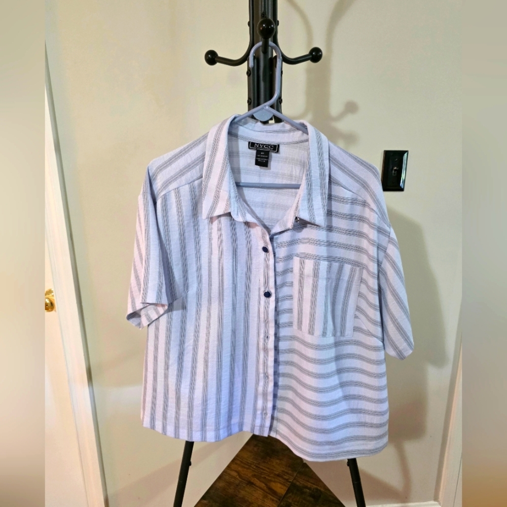 NYCC Women's Striped Button Down Blouse